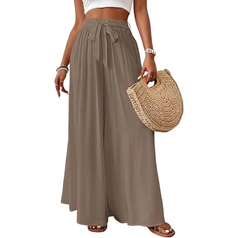 Bsubseach Wide Leg Pants Woman Flowy Floral Palazzo Pants for Women High Waisted Summer Casual Trousers Cruise Outfits