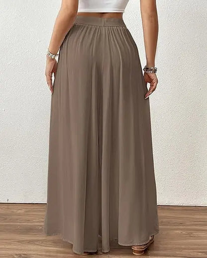 Bsubseach Wide Leg Pants Woman Flowy Floral Palazzo Pants for Women High Waisted Summer Casual Trousers Cruise Outfits
